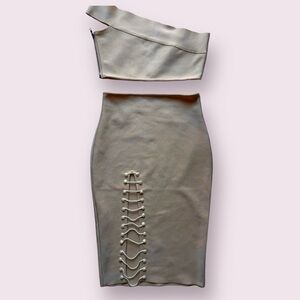 Boutique Blush Pink Ribbed Pearl Co Ord Set